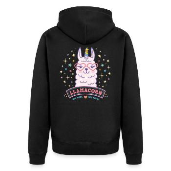 Cadeau de licorne de lama rose Llamacorn Lamacorn - Veste à capuche bio Premium Unisexe - noir - Dos - Nico (187cm)