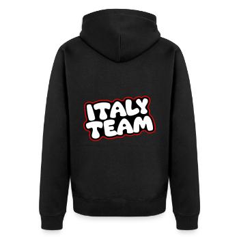 Italy Team - Unisex Premium Organic Zip Hoodie - black - Back - Nico (187cm)
