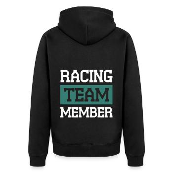 Racing Team - Unisex Premium Bio Zip Hoodie - Schwarz - Hinten - Nico (187cm)