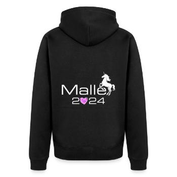 Malle 2024 Einhorn Mallorca - Unisex Premium Bio Zip Hoodie - Schwarz - Hinten - Nico (187cm)