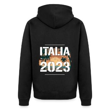 Italia 2023 - Unisex Premium Bio Zip Hoodie - Schwarz - Hinten - Nico (187cm)