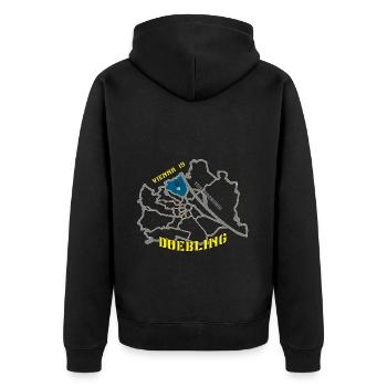Döbling Wien 19 - Unisex Premium Bio Zip Hoodie - Schwarz - Hinten - Nico (187cm)