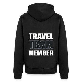 Travel Team - Unisex Premium Bio Zip Hoodie - Schwarz - Hinten - Nico (187cm)