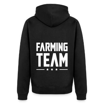 Farming Team - Unisex Premium Bio Zip Hoodie - Schwarz - Hinten - Nico (187cm)