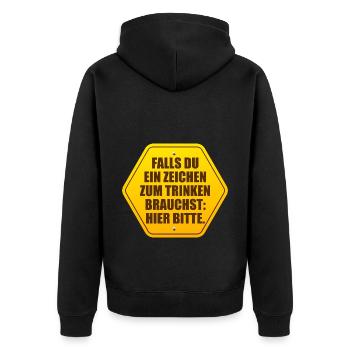 Zeichen Zum Trinken Saufshirt Mallorca Saufen Bier - Unisex Premium Bio Zip Hoodie - Schwarz - Hinten - Nico (187cm)