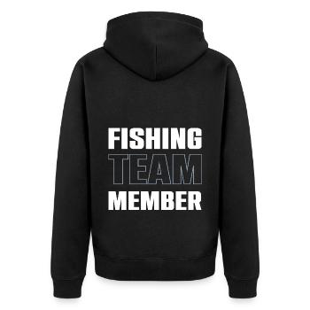 Fishing Team - Unisex Premium Organic Zip Hoodie - black - Back - Nico (187cm)