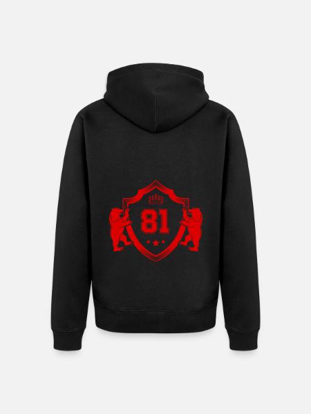81 Zahl Wappen - Unisex Premium Bio Zip Hoodie - Schwarz