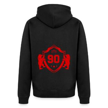 90 Zahl Wappen - Unisex Premium Bio Zip Hoodie - Schwarz - Hinten - Nico (187cm)