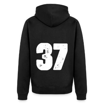 37 Numéro maillot - Veste à capuche bio Premium Unisexe - noir - Dos - Nico (187cm)