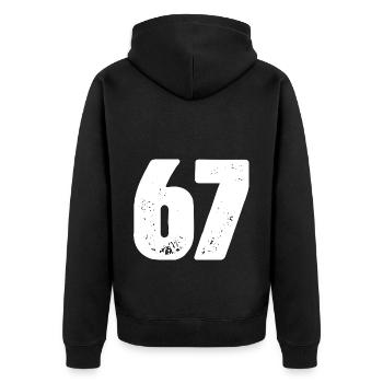 67 Maillot numéro - Veste à capuche bio Premium Unisexe - noir - Dos - Nico (187cm)