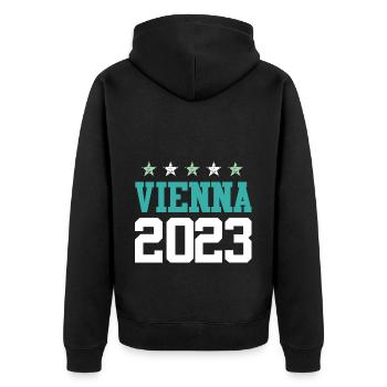 Vienna 2023 Wien - Unisex Premium Organic Zip Hoodie - black - Back - Nico (187cm)