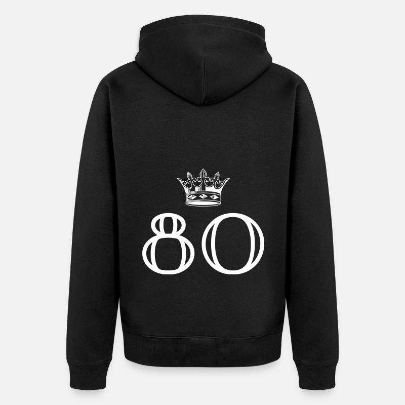 80 Zahl Krone - Unisex Premium Bio Zip Hoodie - Schwarz