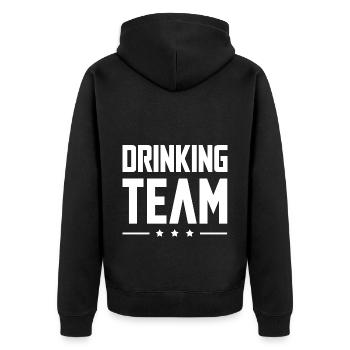 Drinking Team - Unisex Premium Organic Zip Hoodie - black - Back - Nico (187cm)