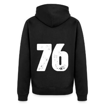 76 Number jersey - Unisex Premium Organic Zip Hoodie - black - Back - Nico (187cm)