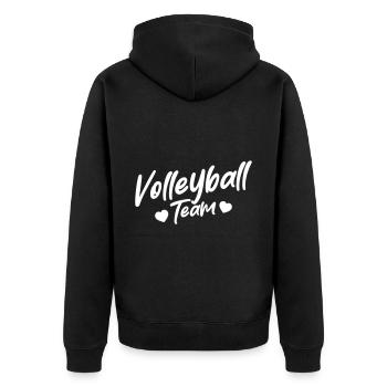 Volleyball Team Herz Liebe - Unisex Premium Bio Zip Hoodie - Schwarz - Hinten - Nico (187cm)