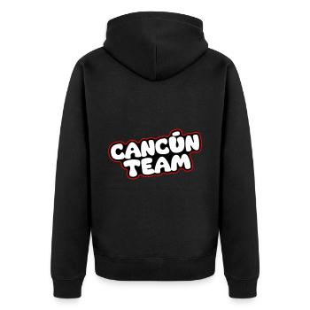 Cancun Team - Unisex Premium Organic Zip Hoodie - black - Back - Nico (187cm)