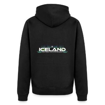 Iceland - Northern Lights Experience - Unisex Premium Bio Zip Hoodie - Schwarz - Hinten - Nico (187cm)
