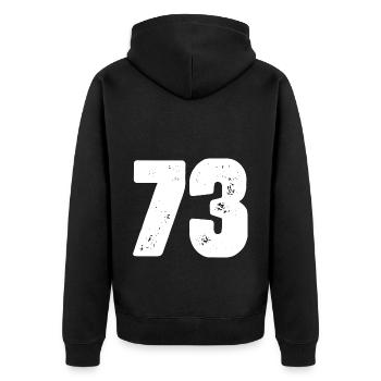 73 Number jersey - Unisex Premium Organic Zip Hoodie - black - Back - Nico (187cm)