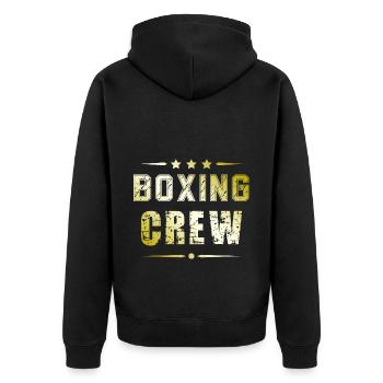 Boxing Crew - Unisex Premium Organic Zip Hoodie - black - Back - Nico (187cm)