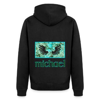 michael e 248 - Unisex Premium Bio Zip Hoodie - Schwarz - Hinten - Nico (187cm)