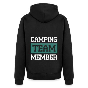 Camping Team - Unisex Premium Bio Zip Hoodie - Schwarz - Hinten - Nico (187cm)