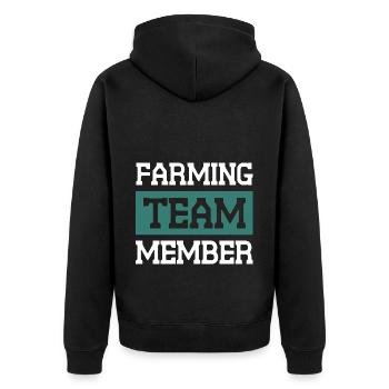 Farming Team - Unisex Premium Bio Zip Hoodie - Schwarz - Hinten - Nico (187cm)