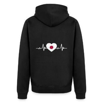 Japan Heart Japanese Flag Retro - Unisex Premium Organic Zip Hoodie - black - Back - Nico (187cm)