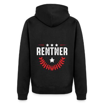 Rentner Rente - Unisex Premium Bio Zip Hoodie - Schwarz - Hinten - Nico (187cm)