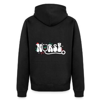 Nurse Christmas Outfit - Unisex Premium Organic Zip Hoodie - black - Back - Nico (187cm)