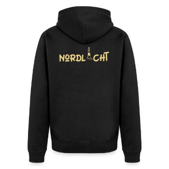 Nordlicht - Unisex Premium Bio Zip Hoodie - Schwarz - Hinten - Nico (187cm)