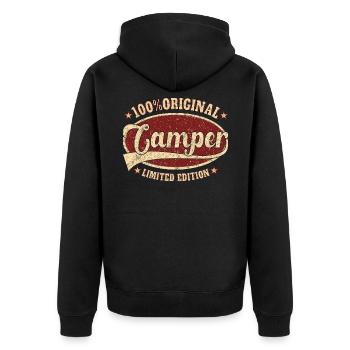 Camper 100% Original Camper - Unisex Premium Bio Zip Hoodie - Schwarz - Hinten - Nico (187cm)