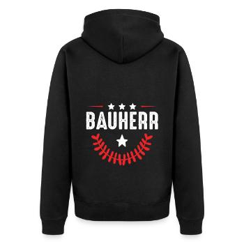 Bauherr Haus Bau - Unisex Premium Bio Zip Hoodie - Schwarz - Hinten - Nico (187cm)
