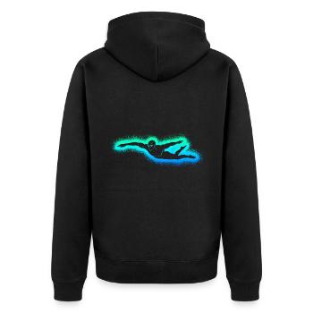Schwimmen Schwimmsport Schwimm Jungen Schwimmer - Unisex Premium Bio Zip Hoodie - Schwarz - Hinten - Nico (187cm)