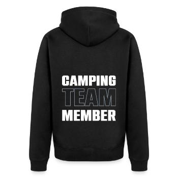 Camping Team - Unisex Premium Bio Zip Hoodie - Schwarz - Hinten - Nico (187cm)