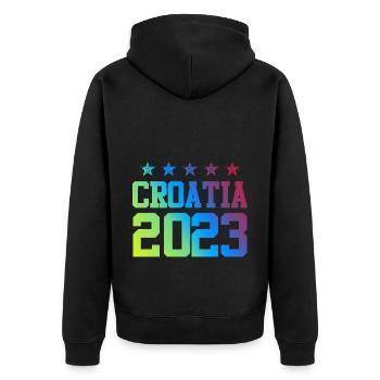 Croatia 2023 - Unisex Premium Bio Zip Hoodie - Schwarz - Hinten - Nico (187cm)