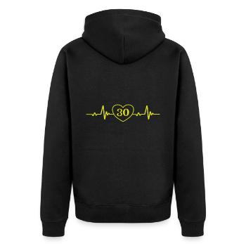 30. Geburtstag Herz 30 - Unisex Premium Bio Zip Hoodie - Schwarz - Hinten - Nico (187cm)