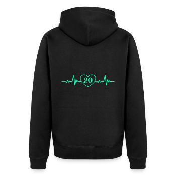 20e anniversaire Coeur 20 - Veste à capuche bio Premium Unisexe - noir - Dos - Nico (187cm)