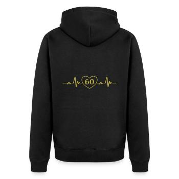 60e anniversaire Coeur 60 - Veste à capuche bio Premium Unisexe - noir - Dos - Nico (187cm)