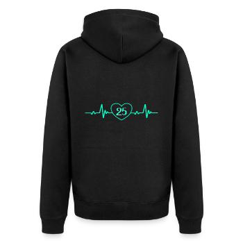 25e anniversaire Coeur 25 - Veste à capuche bio Premium Unisexe - noir - Dos - Nico (187cm)