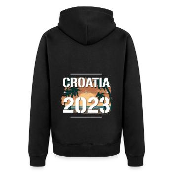 Croatia 2023 - Unisex Premium Bio Zip Hoodie - Schwarz - Hinten - Nico (187cm)