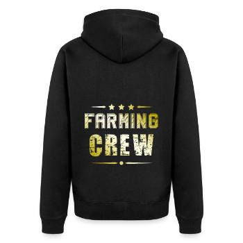 Farming Crew - Unisex Premium Bio Zip Hoodie - Schwarz - Hinten - Nico (187cm)