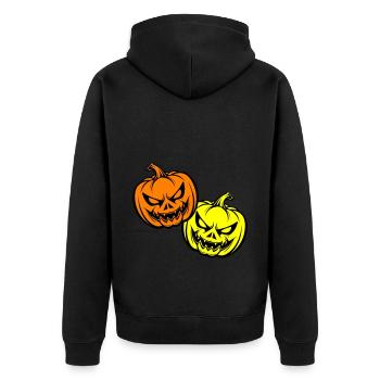 Halloween Creepy Pumpkin Face - Unisex Premium Organic Zip Hoodie - black - Back - Nico (187cm)