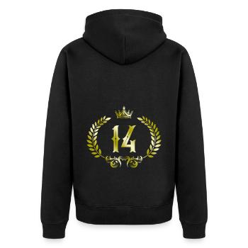14 Zahl Kranz - Unisex Premium Bio Zip Hoodie - Schwarz - Hinten - Nico (187cm)