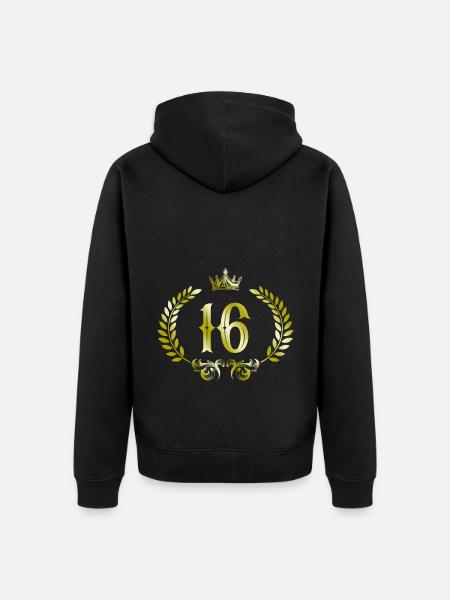 16 Couronne de chiffres - Veste à capuche bio Premium Unisexe - noir
