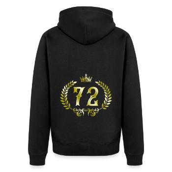 72 Zahl Kranz - Unisex Premium Bio Zip Hoodie - Schwarz - Hinten - Nico (187cm)