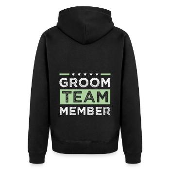 Groom Team - Unisex Premium Bio Zip Hoodie - Schwarz - Hinten - Nico (187cm)