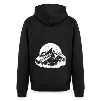 Berg Silhouette Natur Mountains - Unisex Premium Bio Zip Hoodie - Schwarz - Hinten - Nico (187cm)