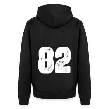 82 Maillot numéro - Veste à capuche bio Premium Unisexe - noir - Dos - Nico (187cm)