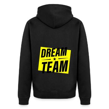 Dream Team - Unisex Premium Bio Zip Hoodie - Schwarz - Hinten - Nico (187cm)