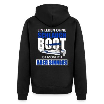 Ein leben Ohne Boot Schlauchboot - Unisex Premium Bio Zip Hoodie - Schwarz - Hinten - Nico (187cm)
